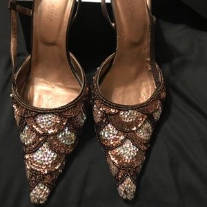 Nite Shoe Brown and Bling heels